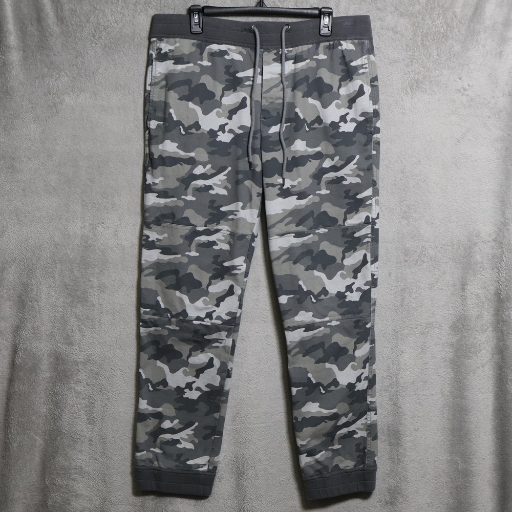 James Perse Pants Mens Large Gray White Camo Joggers Athletic Casual Military